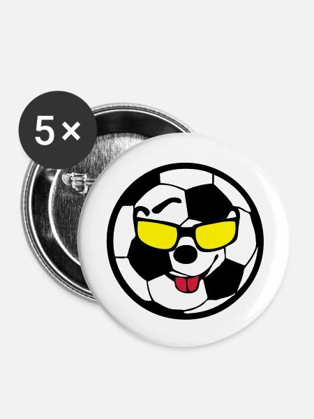 Football soccer ball smiley1 - Buttons large 2.2''/56 mm (5-pack) - white