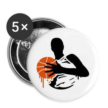 A basketball player with a basketball - Buttons large 2.2''/56 mm (5-pack) - white - Front