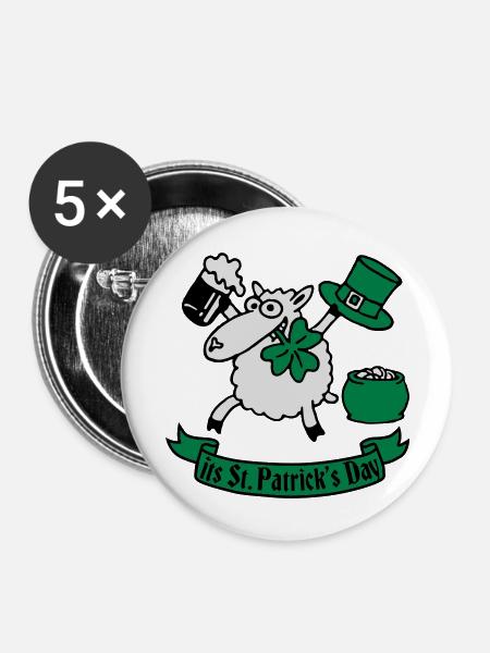 st_pattricks_sheep_b - Buttons groß 56 mm (5er Pack) - Weiß