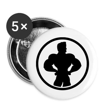 bodybuilding_logo_f1 - Lot de 5 grands badges (56 mm) - blanc - Devant
