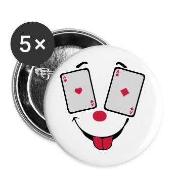 carte poker as paire smiley2 - Lot de 5 grands badges (56 mm) - blanc - Devant