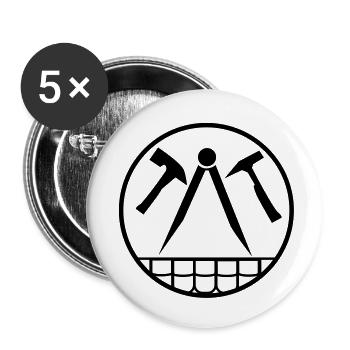 Couvreurs/Menuisiers - Lot de 5 grands badges (56 mm) - blanc - Devant