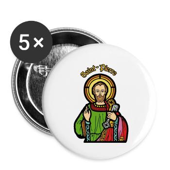 St Pierre - Lot de 5 grands badges (56 mm) - blanc - Devant