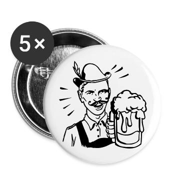 retro guy with beer - Buttons large 2.2''/56 mm (5-pack) - white - Front