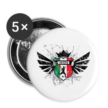 Mexique emblème de soccer flag fr - Lot de 5 grands badges (56 mm) - blanc - Devant