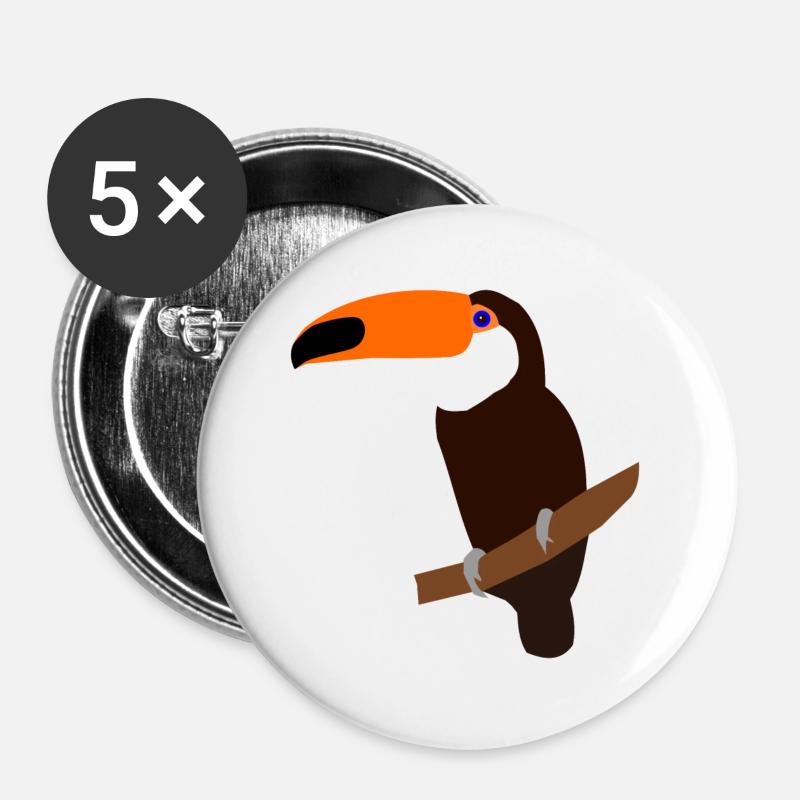 Toucan on a branch – colorful illustration - Buttons large 2.2''/56 mm (5-pack) - white