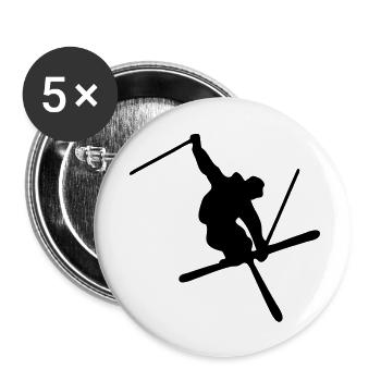 Freestyle Skier - Buttons groß 56 mm (5er Pack) - Weiß - Vorne