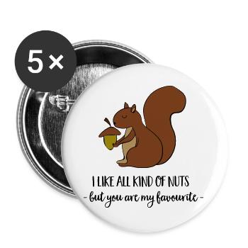 Eichhörnchen - Buttons groß 56 mm (5er Pack) - Weiß - Vorne