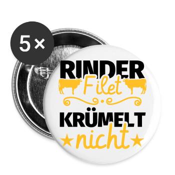 Rinderfilet krümelt nicht Fleisch Grillen Geschenk - Buttons groß 56 mm (5er Pack) - Weiß - Vorne