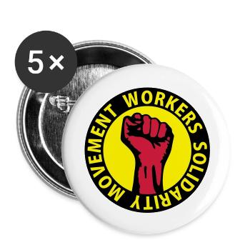 3 colors - Workers Solidarity Movement - Working - Buttons groß 56 mm (5er Pack) - Weiß - Vorne