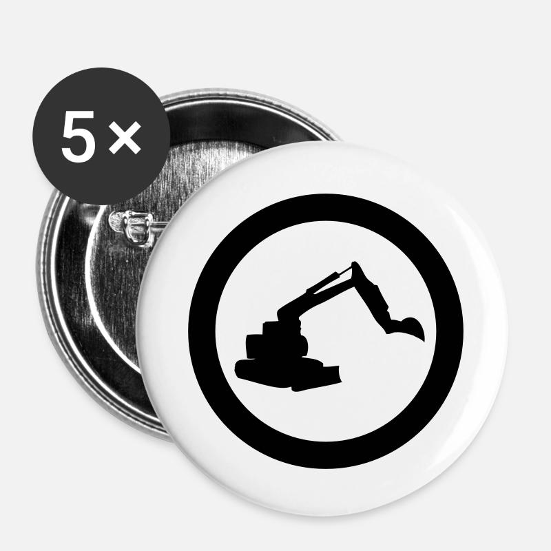 digger icon - Buttons large 2.2''/56 mm (5-pack) - white