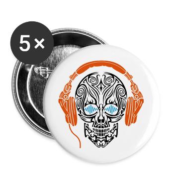Schädel-Kopfhörer - Buttons groß 56 mm (5er Pack) - Weiß - Vorne
