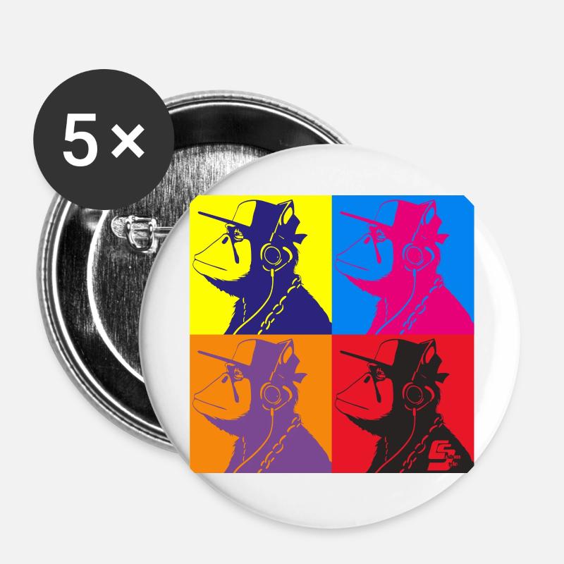 Monkey Warhol by CustomStyle - Buttons large 2.2''/56 mm (5-pack) - white