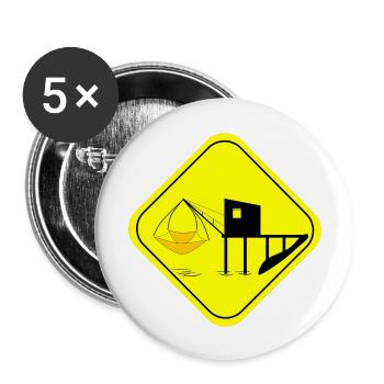 cabane de pecheur - Lot de 5 grands badges (56 mm) - blanc - Devant