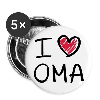 I Love GrandMa - Lot de 5 grands badges (56 mm) - blanc - Devant