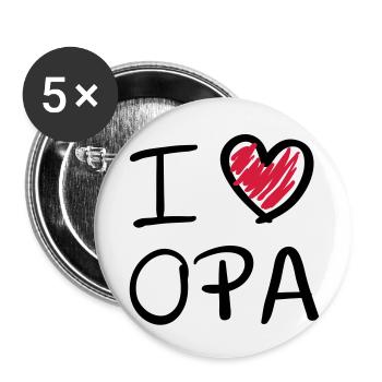 i Love Opa - Buttons groß 56 mm (5er Pack) - Weiß - Vorne