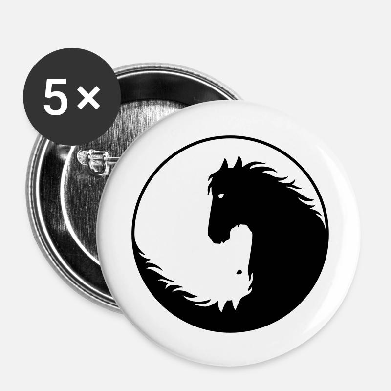 Horses Yin Yang - Buttons large 2.2''/56 mm (5-pack) - white