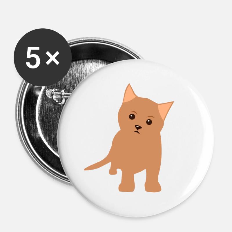 Brown kitten - Buttons large 2.2''/56 mm (5-pack) - white