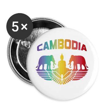 Kambodscha Elefanten mit Buddha / Geschenk - Buttons groß 56 mm (5er Pack) - Weiß - Vorne