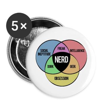 NERD SHIRT - Buttons large 2.2''/56 mm (5-pack) - white - Front