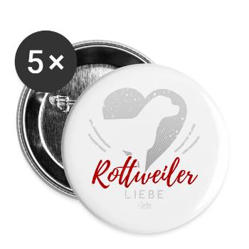 Rottweiler Liebe mit Herz - Buttons groß 56 mm (5er Pack) - Weiß - Vorne