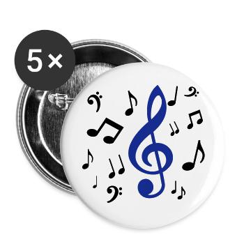 noten - Buttons groß 56 mm (5er Pack) - Weiß - Vorne