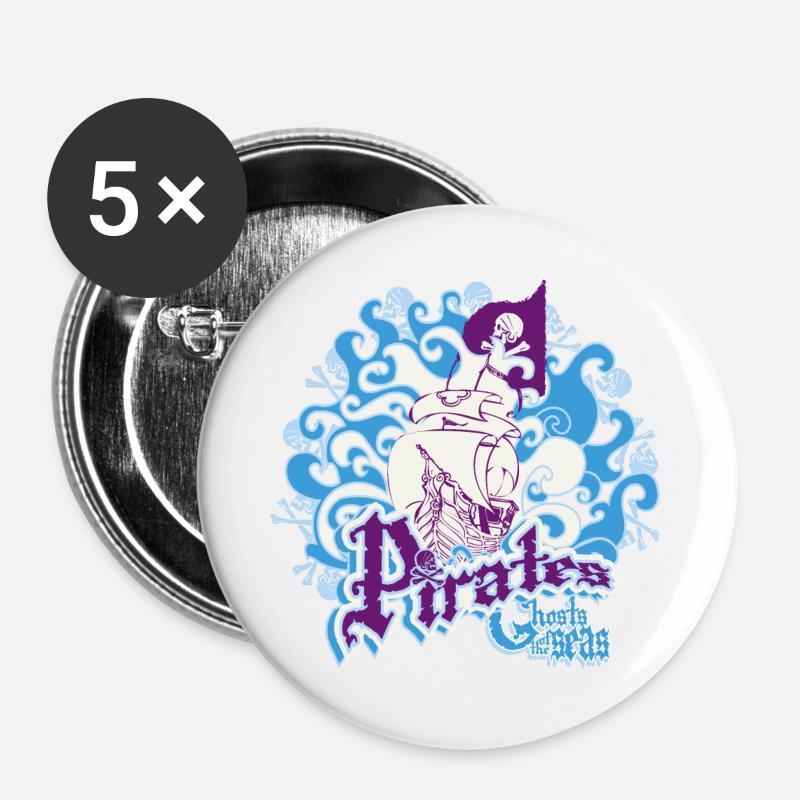 Pirates, ghosts of the oceans. - Buttons large 2.2''/56 mm (5-pack) - white