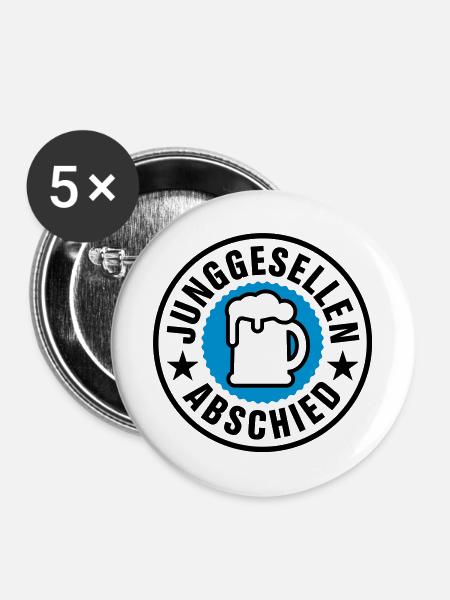 Junggesellenabschied - Buttons groß 56 mm (5er Pack) - Weiß