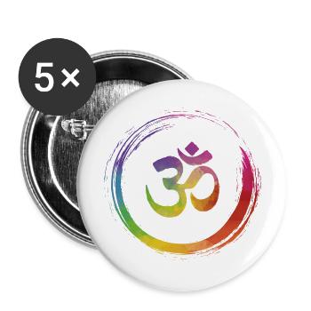 Yoga colorful Chakra OM - Buttons groß 56 mm (5er Pack) - Weiß - Vorne