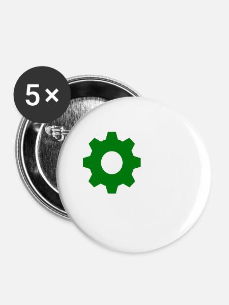 Zahnrad - Buttons groß 56 mm (5er Pack) - Weiß