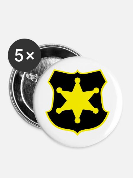 Sheriff - Buttons groß 56 mm (5er Pack) - Weiß