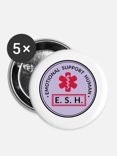 Emotional Support Human - Buttons groß 56 mm (5er Pack) - Weiß