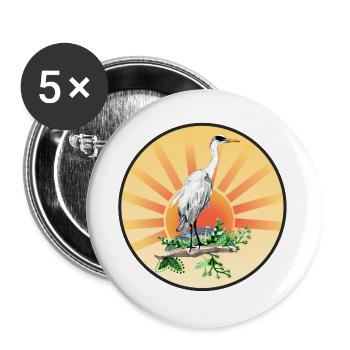 Graureiher - Buttons groß 56 mm (5er Pack) - Weiß - Vorne