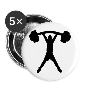 Man & dumbelle - Buttons groß 56 mm (5er Pack) - Weiß - Vorne