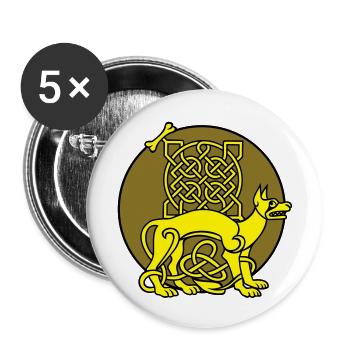 Celtic Fido keltischer Hund im Labyrinth - Buttons groß 56 mm (5er Pack) - Weiß - Vorne