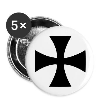 Maltese cross - Croix de Malte (MC2) - Lot de 5 grands badges (56 mm) - blanc - Devant