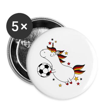 Deutschland Einhorn Ball Fußball Mädchen lustig - Buttons groß 56 mm (5er Pack) - Weiß - Vorne