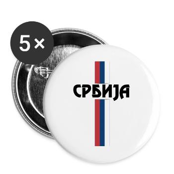 Srbija Flag - Buttons groß 56 mm (5er Pack) - Weiß - Vorne