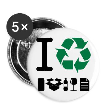 I Recycle - Buttons large 2.2''/56 mm (5-pack) - white - Front