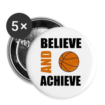 basket-ball - Lot de 5 grands badges (56 mm) - blanc - Devant