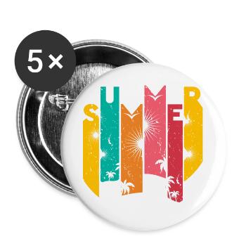 Sommer Sonne Party Bier Urlaub Mallorca Ibiza Bulg - Buttons groß 56 mm (5er Pack) - Weiß - Vorne