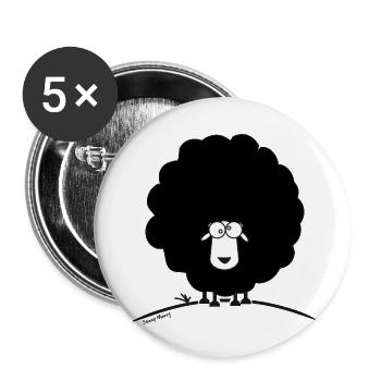 Sheep Marry black / Schaf Marry schwarz - Buttons groß 56 mm (5er Pack) - Weiß - Vorne