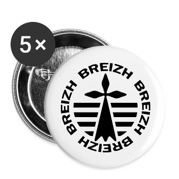 Breizh Bretagne Hermelin 1 - Buttons groß 56 mm (5er Pack) - Weiß - Vorne