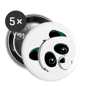 Tête de panda - Lot de 5 grands badges (56 mm) - blanc - Devant