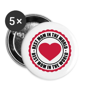 sticker sticker button circle round heart love mam - Buttons large 2.2''/56 mm (5-pack) - white - Front