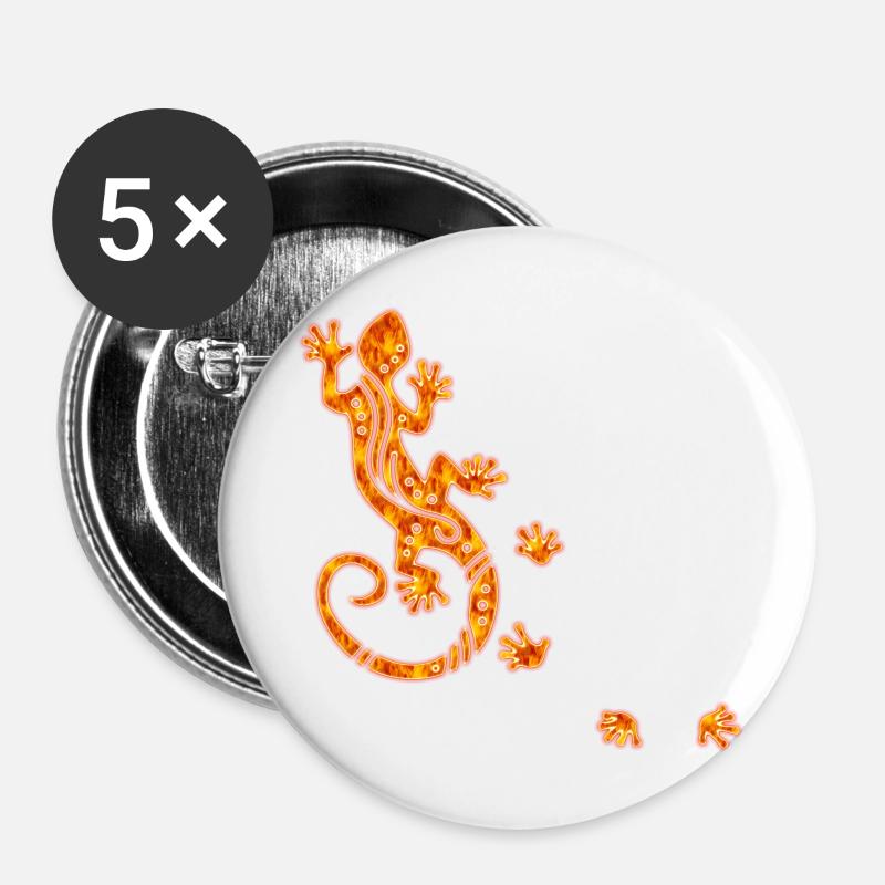 Running Gecko Fire - Buttons large 2.2''/56 mm (5-pack) - white