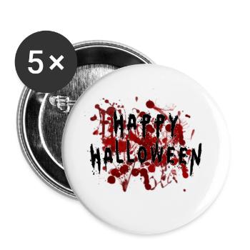 Happy Bloody Halloween - Buttons groß 56 mm (5er Pack) - Weiß - Vorne