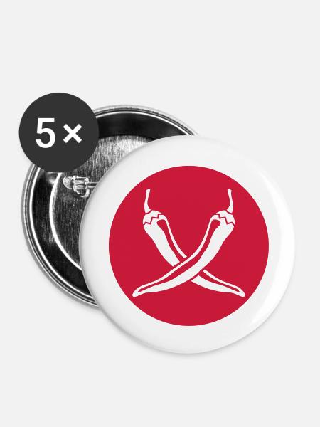 Chili - Buttons groß 56 mm (5er Pack) - Weiß