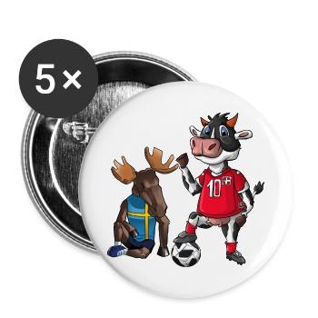 Schweiz Schweden - Buttons groß 56 mm (5er Pack) - Weiß - Vorne