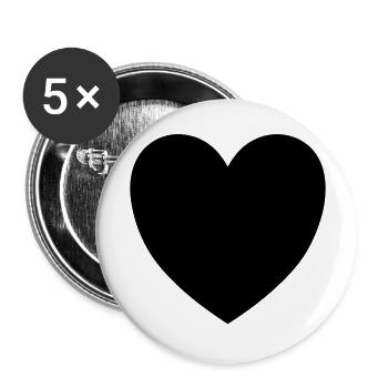 herz - Buttons groß 56 mm (5er Pack) - Weiß - Vorne